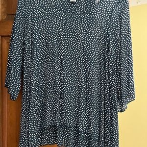 Just Jill Navy Blue and White Polka Dot Top Size M